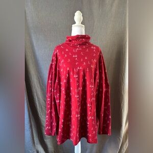 CJ Banks Red Winter Patterned Turtleneck Top, Size: 3X, NWT
